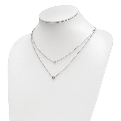 Sterling Silver CZ Multi-strand with 2in Necklace - 16-18"