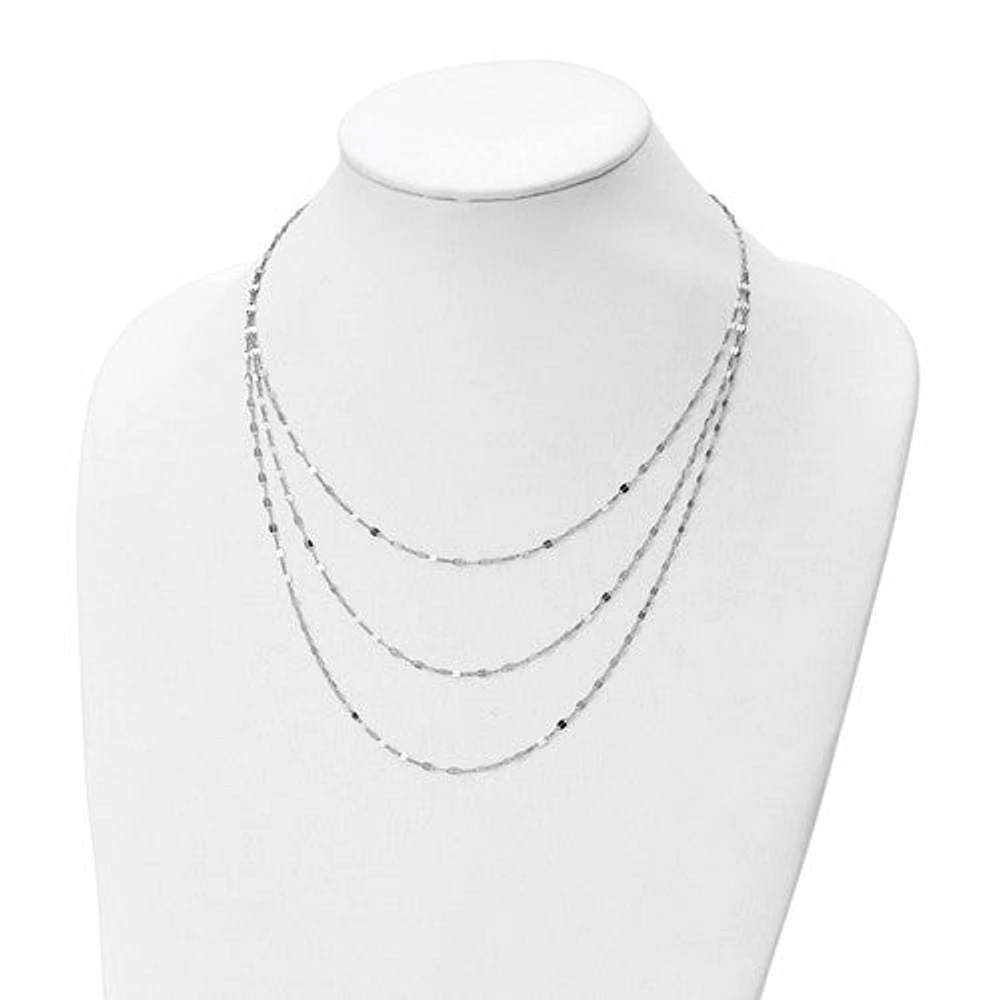 Sterling Silver Rhodium-plated Polished Multi-strand Necklace - 17.5"