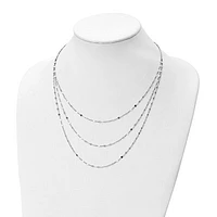 Sterling Silver Rhodium-plated Polished Multi-strand Necklace - 17.5"