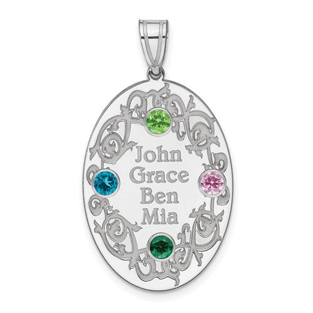 Sterling Silver Crystal Family Pendant (up to 4 names and birthstones)