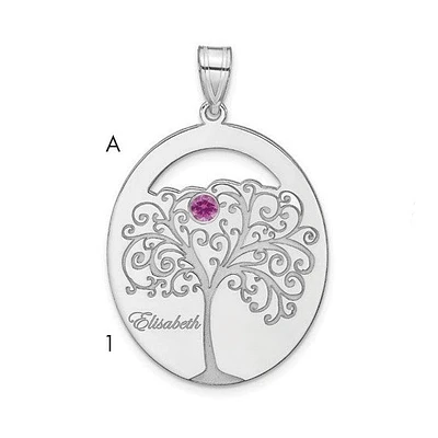 Sterling Silver Crystal Birthstone with Sterling Silver Bezel Family Pendant (up to 6 names and birthstones)