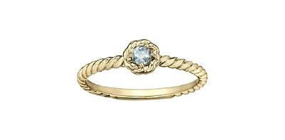 10K Yellow Gold 0.10cttw Aquamarine Ring, size 7