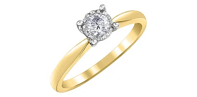 10K Yellow Gold 0.25cttw Round Brilliant Cut Diamond Engagement Ring, 6.5 - / White