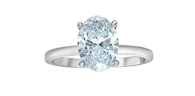 14K White gold 1.07Cttw Lab Grown Oval Cut Diamond Engagement / Anniversary Ring With Hidden Halo