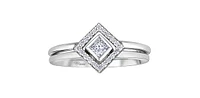 10K White Gold 0.20cttw Canadian Diamond Princess Cut Engagement Ring, 6.5