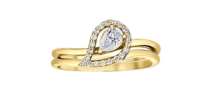 10K Yellow Gold 0.23Cttw Canadian Diamond Pear Cut Engagement Ring - /