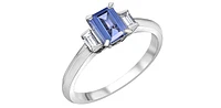 14K White Gold 0.60cttw Tanzanite and 0.10cttw Diamond Ring, size 6.5