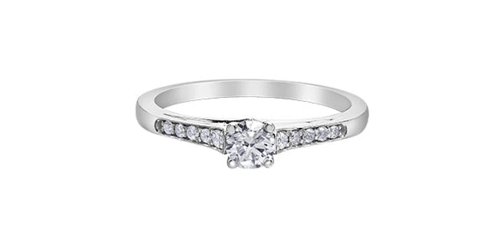 10K White Gold 0.33cttw Round Brilliant Cut Canadian Diamond Engagement Ring - / 4.5