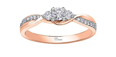 10K Rose Gold 0.33cttw Canadian Diamond Ring - Size 6.5