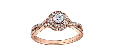 10K Rose Gold 0.23cttw Canadian Diamond Ring, size 6.5