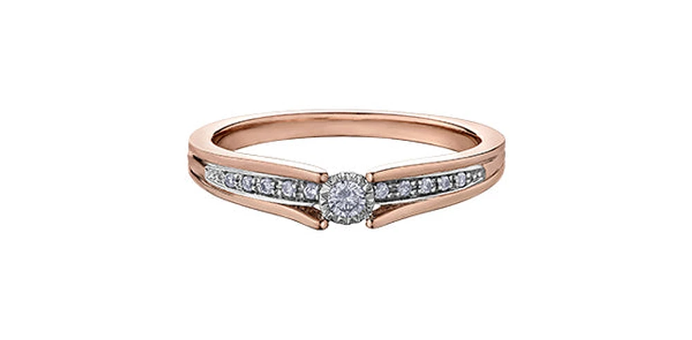 10K Rose Gold 0.10cttw Diamond Ring - Size 6.5