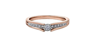 10K Rose Gold 0.10cttw Diamond Ring - Size 6.5