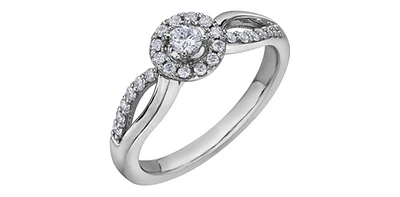 10K White Gold 0.30cttw Canadian Diamond Ring - Size 6.5
