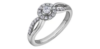 10K White Gold 0.30cttw Canadian Diamond Ring - Size 6.5
