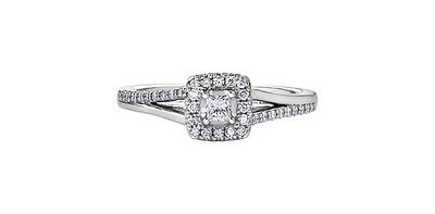 10K White Gold 0.30cttw Princess Cut Canadian Diamond Ring - Size 6.5