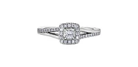 10K White Gold 0.30cttw Princess Cut Canadian Diamond Ring - Size 6.5