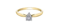 10K Yellow Gold 0.08cttw Pear Cut Cluster Diamond Engagement Ring, Size 6.5
