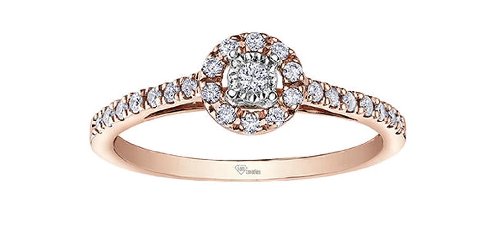 10K Rose Gold 0.24cttw Canadian Diamond Ring - Size 6.5