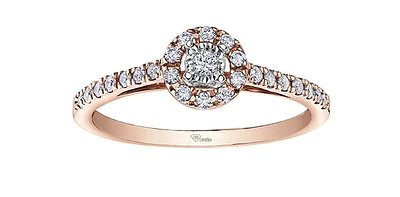 10K Rose Gold 0.24cttw Canadian Diamond Ring - Size 6.5