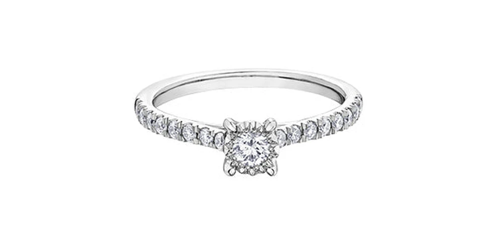 10K White Gold 0.40cttw Diamond Engagement Ring, Size 6.5