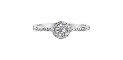 10K White Gold 0.15cttw Round Brilliant Cut Diamond Halo Engagement Ring - / 4.5