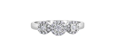 10K White Gold 0.25cttw Round Brilliant Cut 3 Stone Halo Diamond Ring - / 4.5