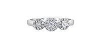 10K White Gold 0.25cttw Round Brilliant Cut 3 Stone Halo Diamond Ring - / 4.5