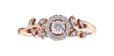 10K Rose Gold 0.25cttw Canadian Diamond Ring, size 6.5