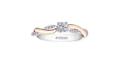 18K White & Rose Gold 0.33cttw Round Brilliant Cut Canadian Diamond Engagement Ring