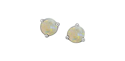 10K White Gold 0.55cttw Genuine Opal Stud Earrings