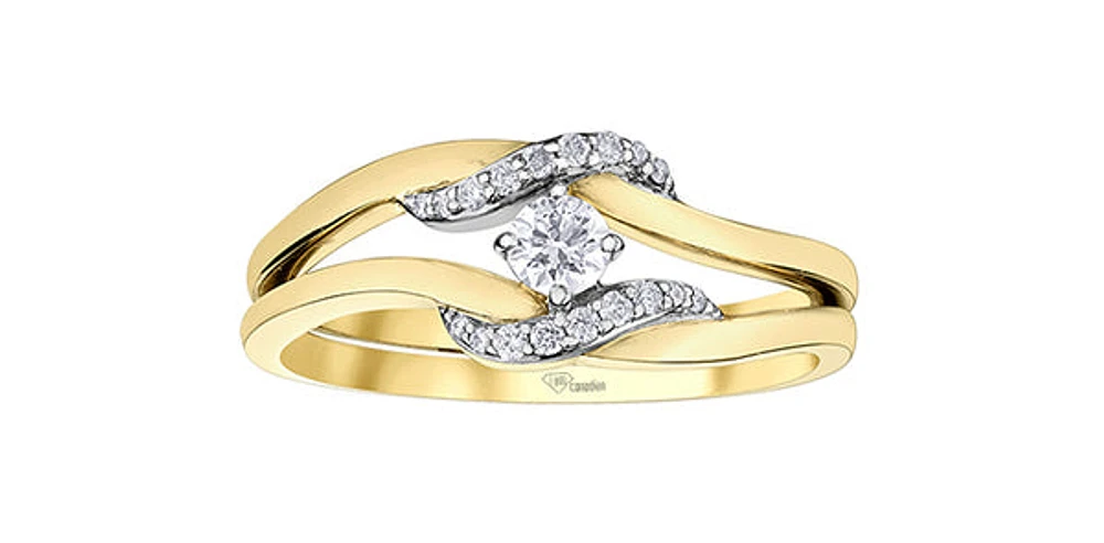 10K Yellow Gold 0.18Cttw Diamond Engagement Ring - /