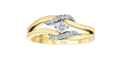 10K Yellow Gold 0.18Cttw Diamond Engagement Ring - /