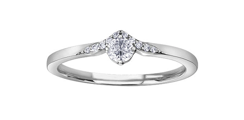 10K White Gold 0.20cttw Round Brilliant Cut Canadian Diamond Engagement Ring (Band sold separately)