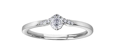 10K White Gold 0.20cttw Round Brilliant Cut Canadian Diamond Engagement Ring (Band sold separately)
