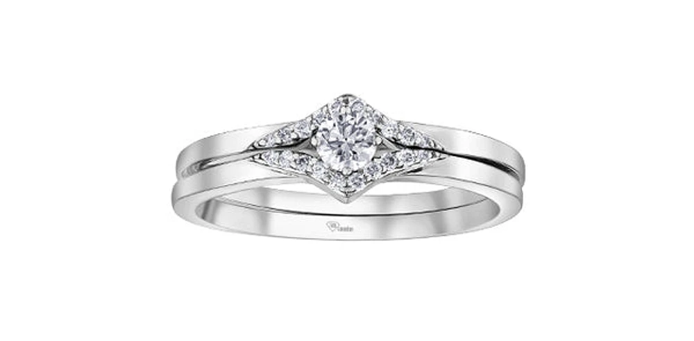 10K White Gold 0.21cttw Canadian Diamond Engagement Ring, 6.5