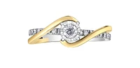 10K White and Yellow Gold 0.36cttw Round Brilliant Cut Diamond Engagement Ring, 6.5 - /