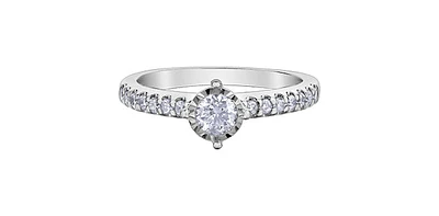 10K White Gold 0.51cttw Round Brilliant Cut Illusion Set Diamond Ring
