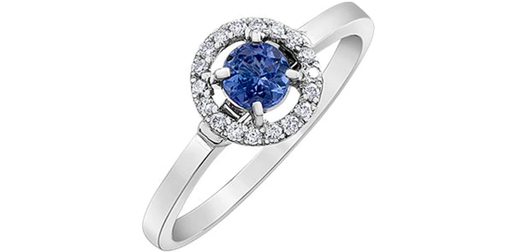 10K White Gold 0.42cttw Tanzanite and 0.10cttw Diamond Ring, size 6.5