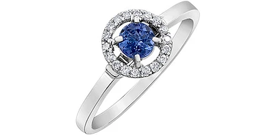 10K White Gold 0.42cttw Tanzanite and 0.10cttw Diamond Ring, size 6.5