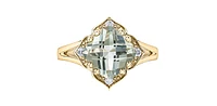 10K Yellow Gold Prasiolite (Green Amethyst) and Canadian Diamond Ring