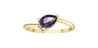 10K Yellow Gold Amethyst and Diamond Ring