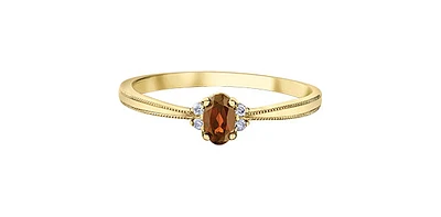 10K Yellow Gold 0.22cttw Genuine Citrine and 0.03cttw Diamond Ring