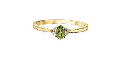 10K Yellow Gold 25cttw Genuine Peridot and 0.03cttw Diamond Ring - / 4.5