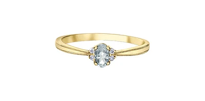 10K Yellow Gold 0.16cttw Topaz and 0.03cttw Diamond Ring