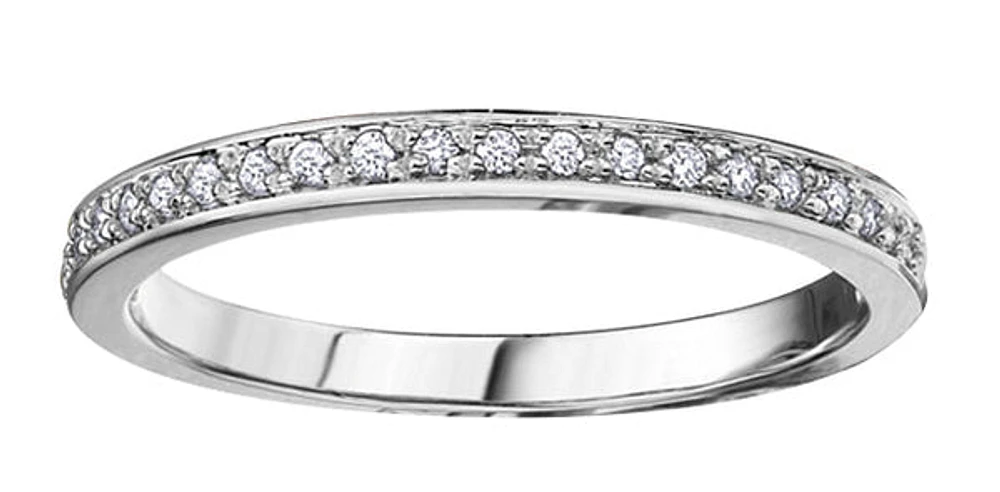 10K White Gold 0.10cttw Diamond Pave Ring, size 6.5