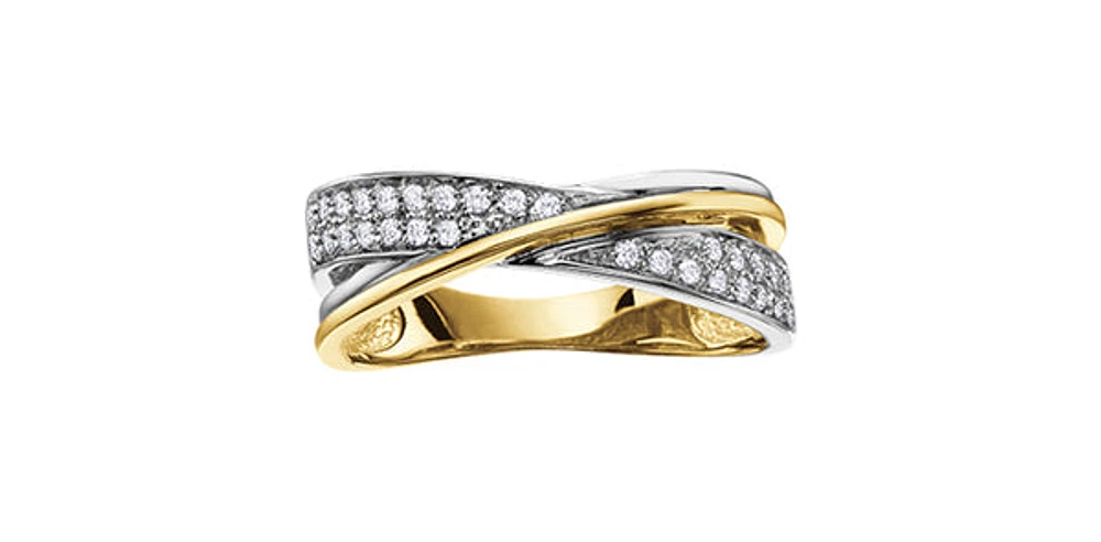 10K Yellow & White Gold 0.19cttw Diamond Ring, Size 6.5