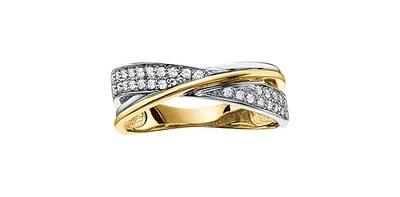 10K Yellow & White Gold 0.19cttw Diamond Ring, Size 6.5