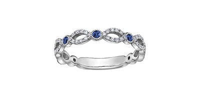 10K White Gold 0.28cttw Genuine Sapphire and 0.18cttw Diamond Ring, size 6.5