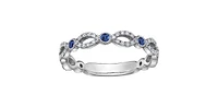 10K White Gold 0.28cttw Genuine Sapphire and 0.18cttw Diamond Ring, size 6.5