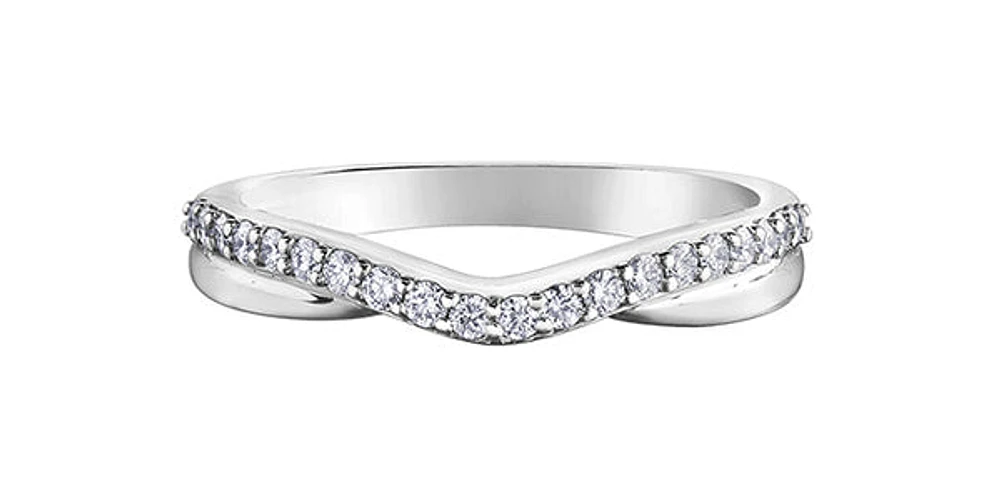 10K White  Gold 0.10cttw Diamond Ring / Band, size 6.5